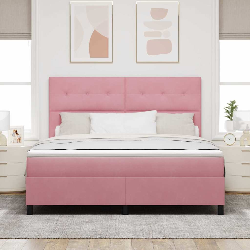 Lit à ressorts avec tête de lit Rose 180 x 200 cm Velours