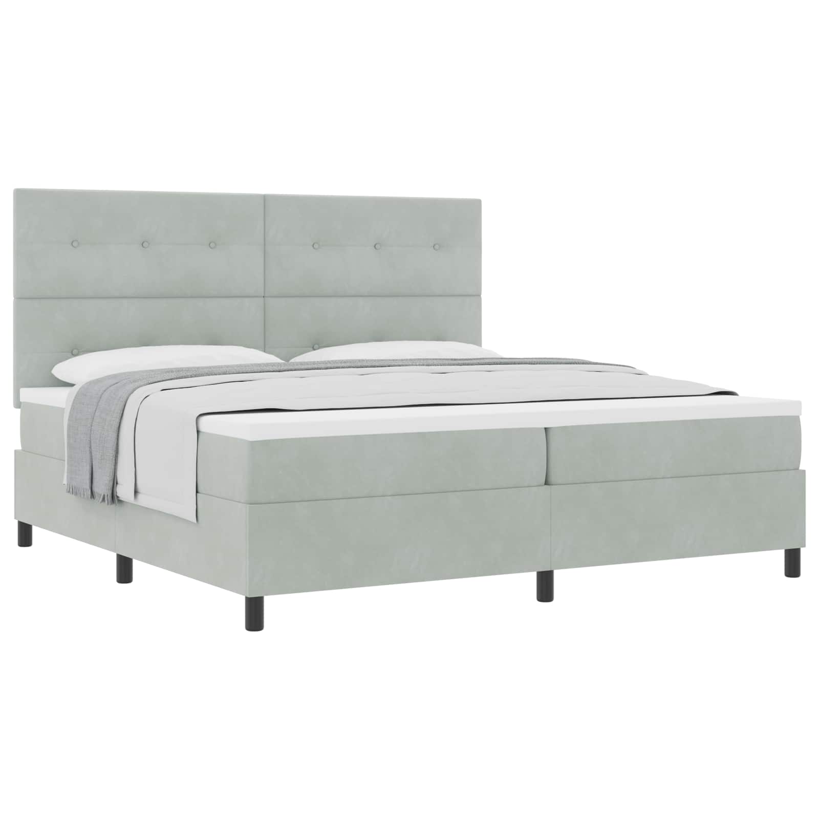 Lit à ressorts avec matelas Gris clair 200 x 200 cm tissu - XIOS