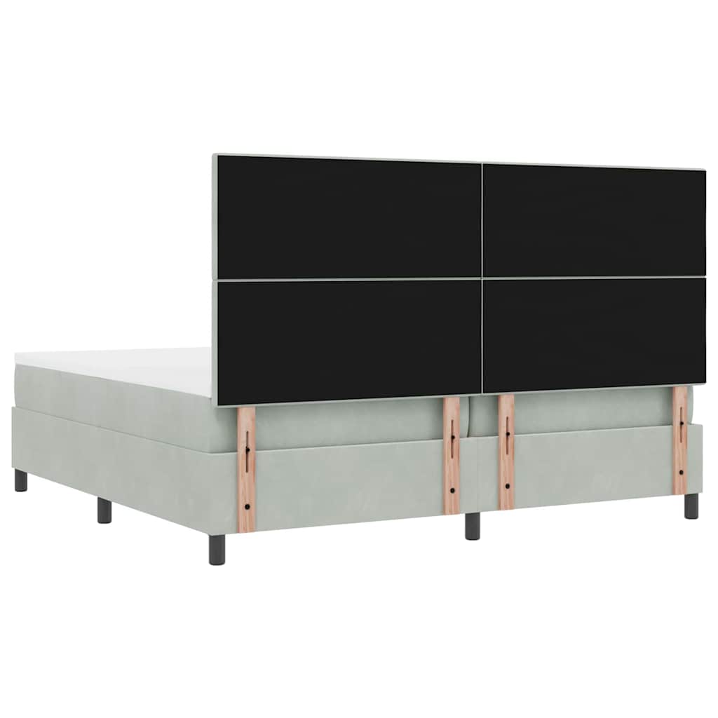 Lit à ressorts avec matelas Gris clair 200 x 200 cm tissu - XIOS