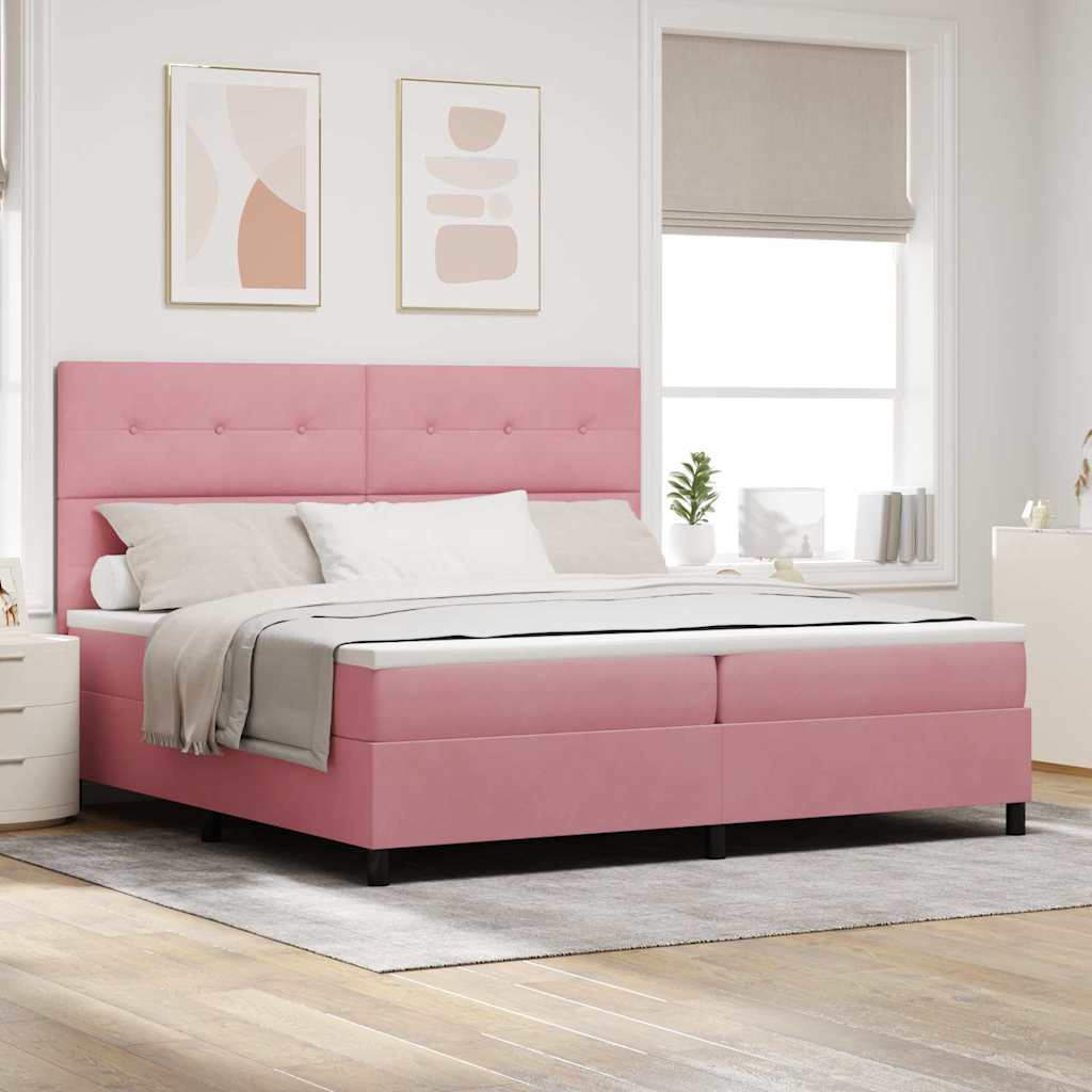 Lit à ressorts avec matelas Rose 200 x 200 cm tissu - XIOS