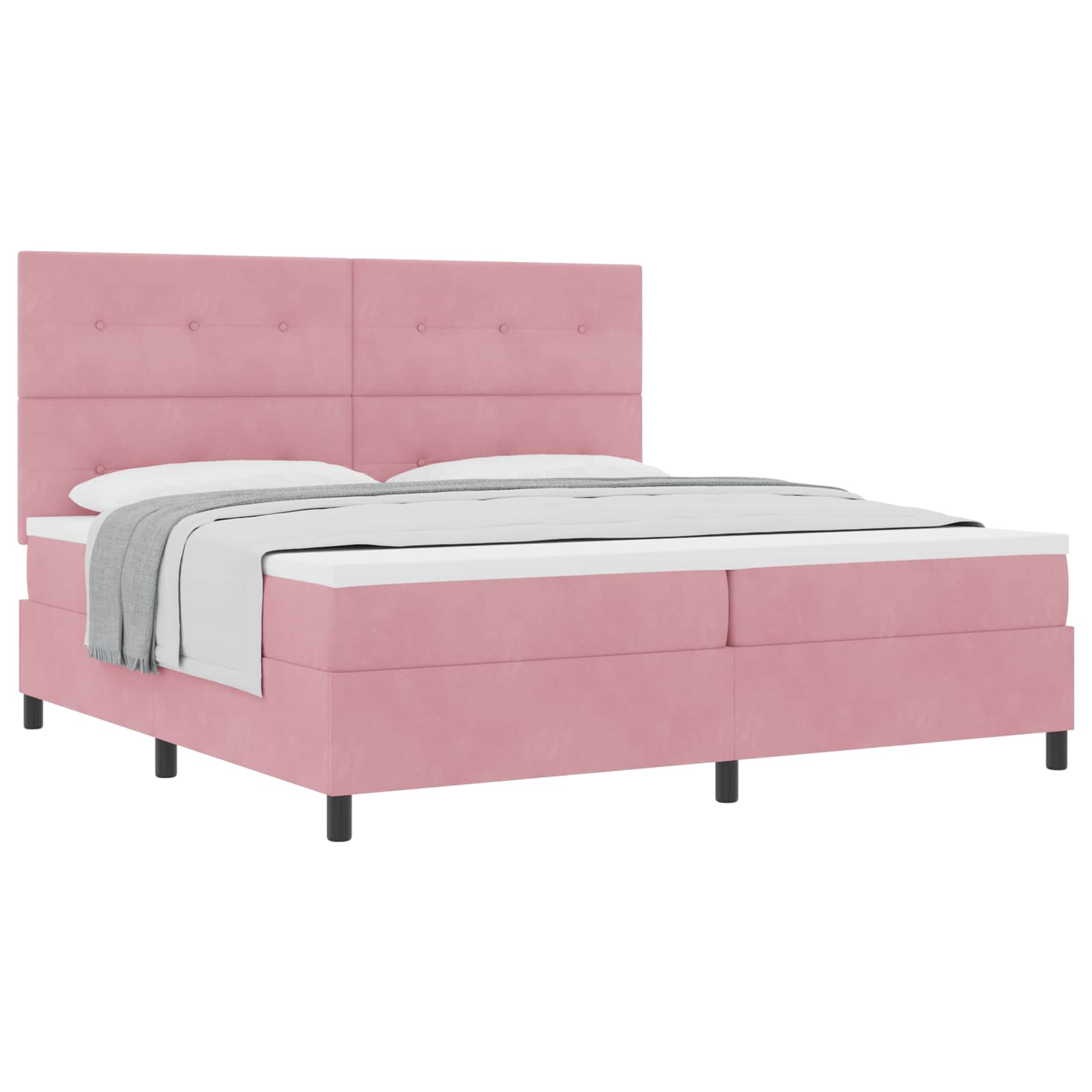 Lit à ressorts avec matelas Rose 200 x 200 cm tissu - XIOS