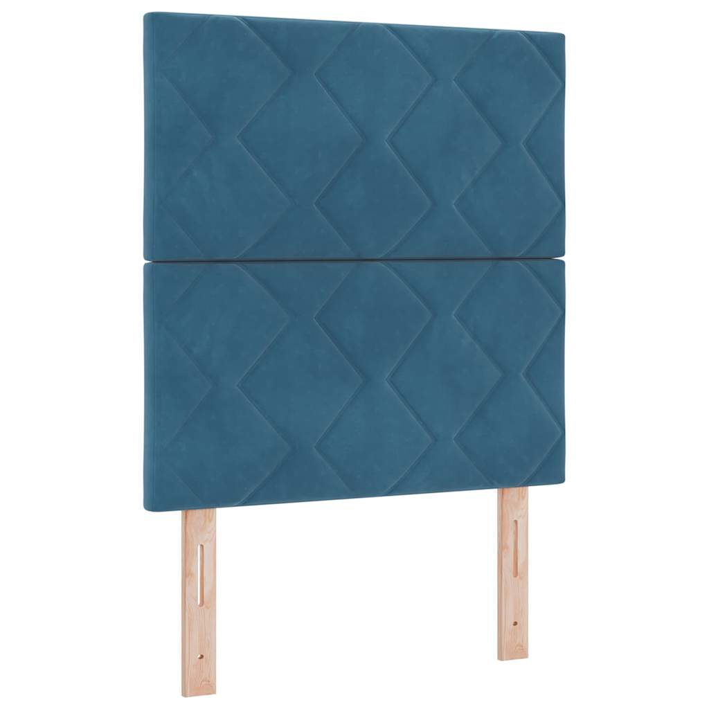Lit à ressorts avec tête de lit Bleu foncé 80 x 200 cm Velours - XIOS