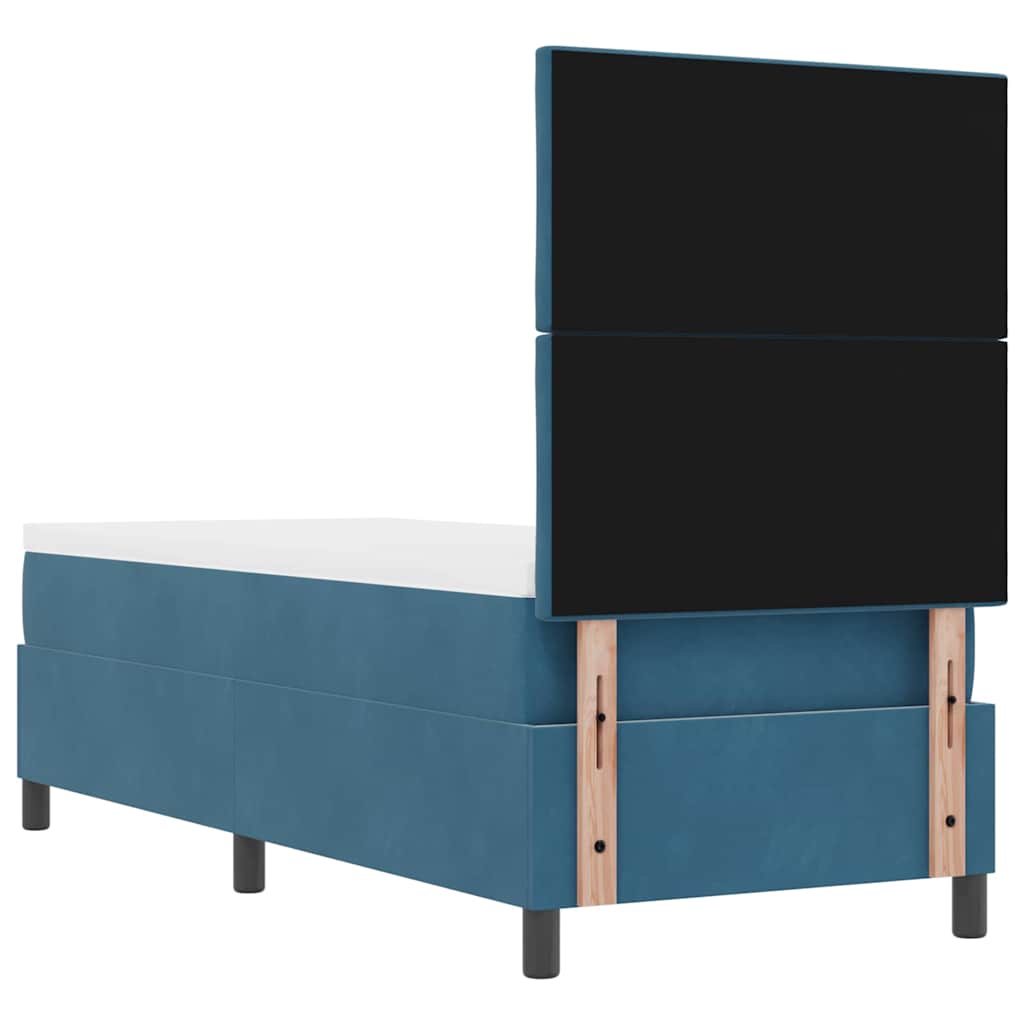 Lit à ressorts avec tête de lit Bleu foncé 80 x 200 cm Velours - XIOS