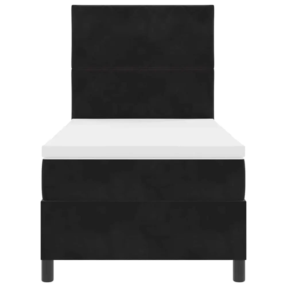 Lit à ressorts avec tête de lit Noir 90 x 200 cm Velours - XIOS Store SNC