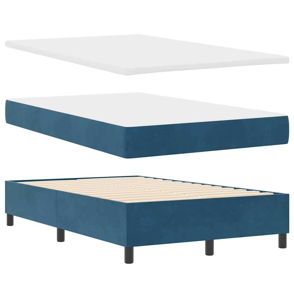 Lit à ressorts avec tête de lit Bleu foncé 120 x 190 cm Velours - XIOS