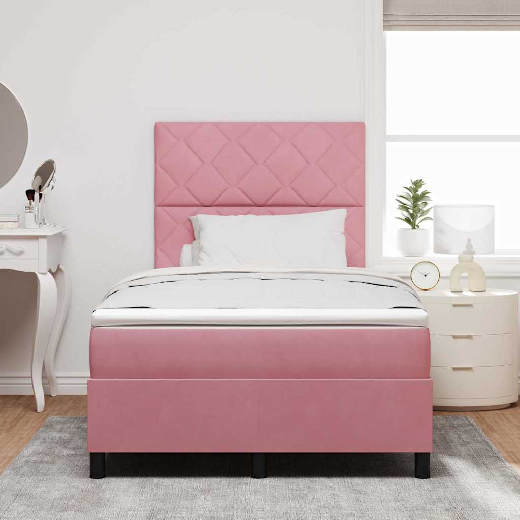 Lit à ressorts avec matelas Rose 120 x 190 cm Velours - XIOS