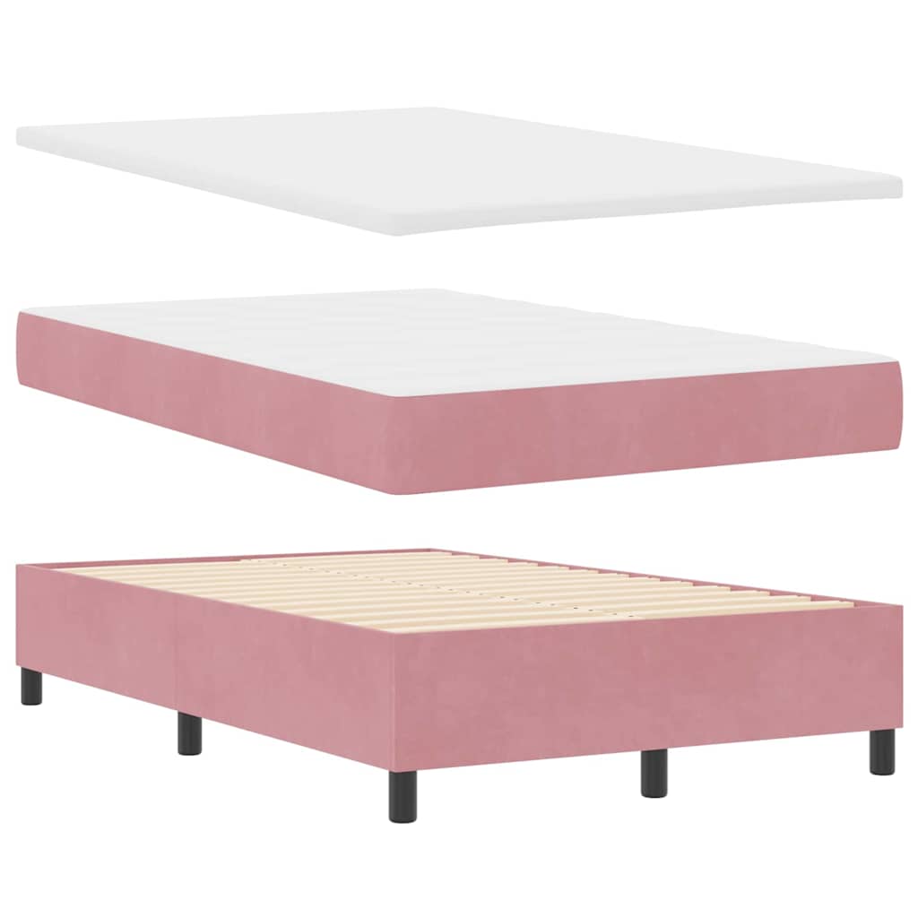 Lit à ressorts avec matelas Rose 120 x 190 cm Velours - XIOS