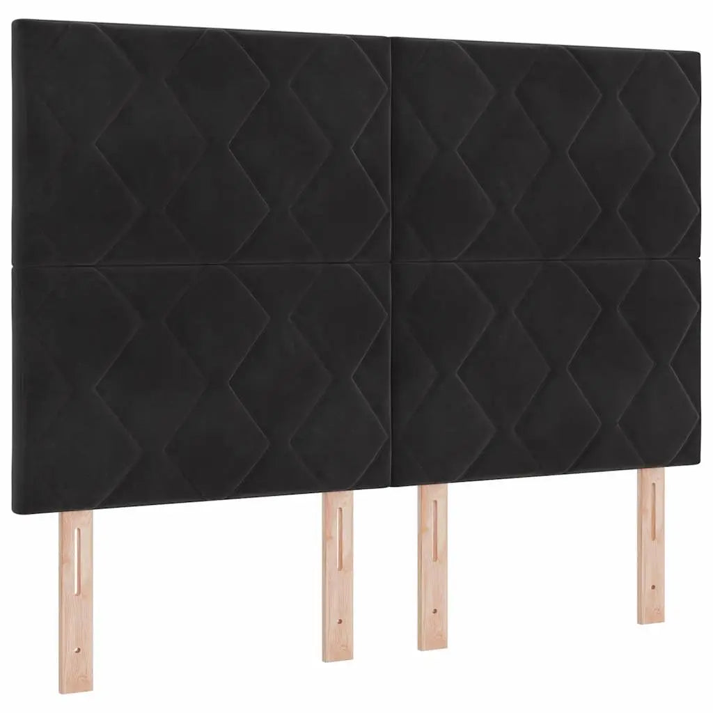 Lit à ressorts avec tête de lit Noir 140 x 190 cm Velours - XIOS
