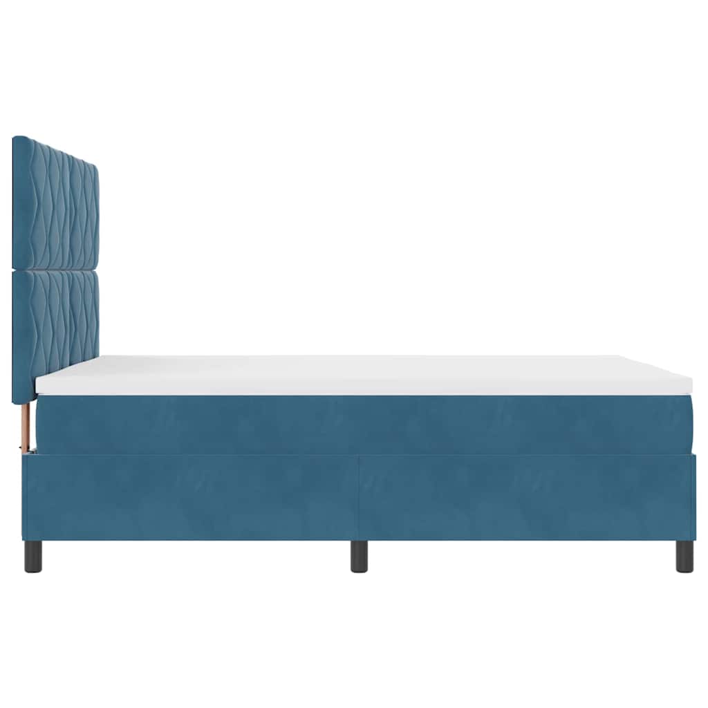 Lit à ressorts avec tête de lit Bleu foncé 140 x 190 cm Velours