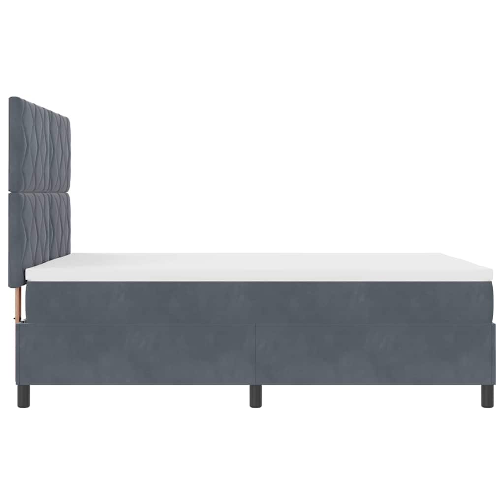 Lit à ressorts avec tête de lit Gris foncé 140 x 200 cm Velours