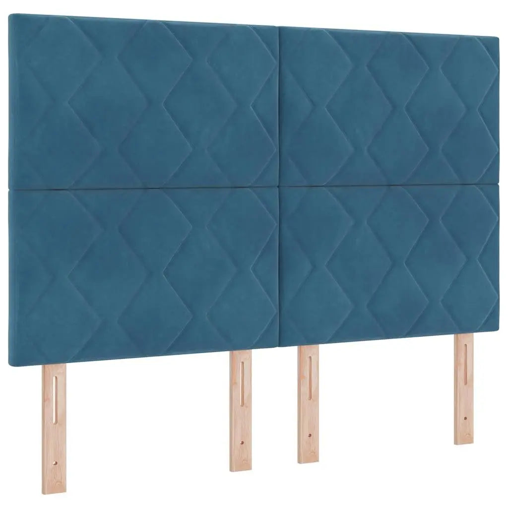 Lit à ressorts avec tête de lit Bleu foncé 140 x 200 cm Velours - XIOS