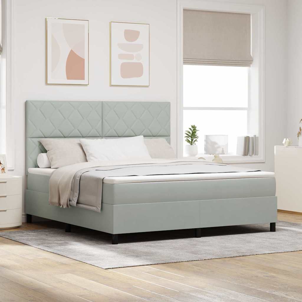 Lit à ressorts avec matelas Gris clair 180 x 200 cm Velours - XIOS