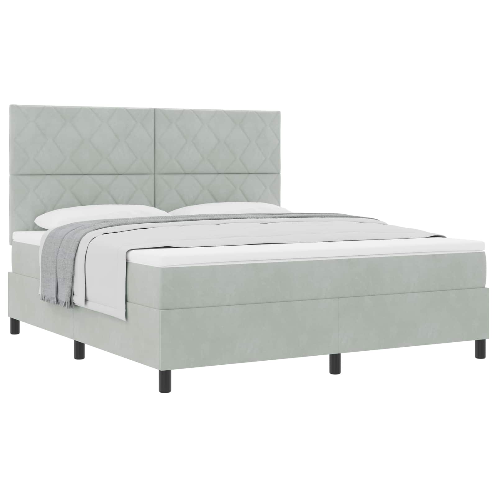 Lit à ressorts avec matelas Gris clair 180 x 200 cm Velours - XIOS