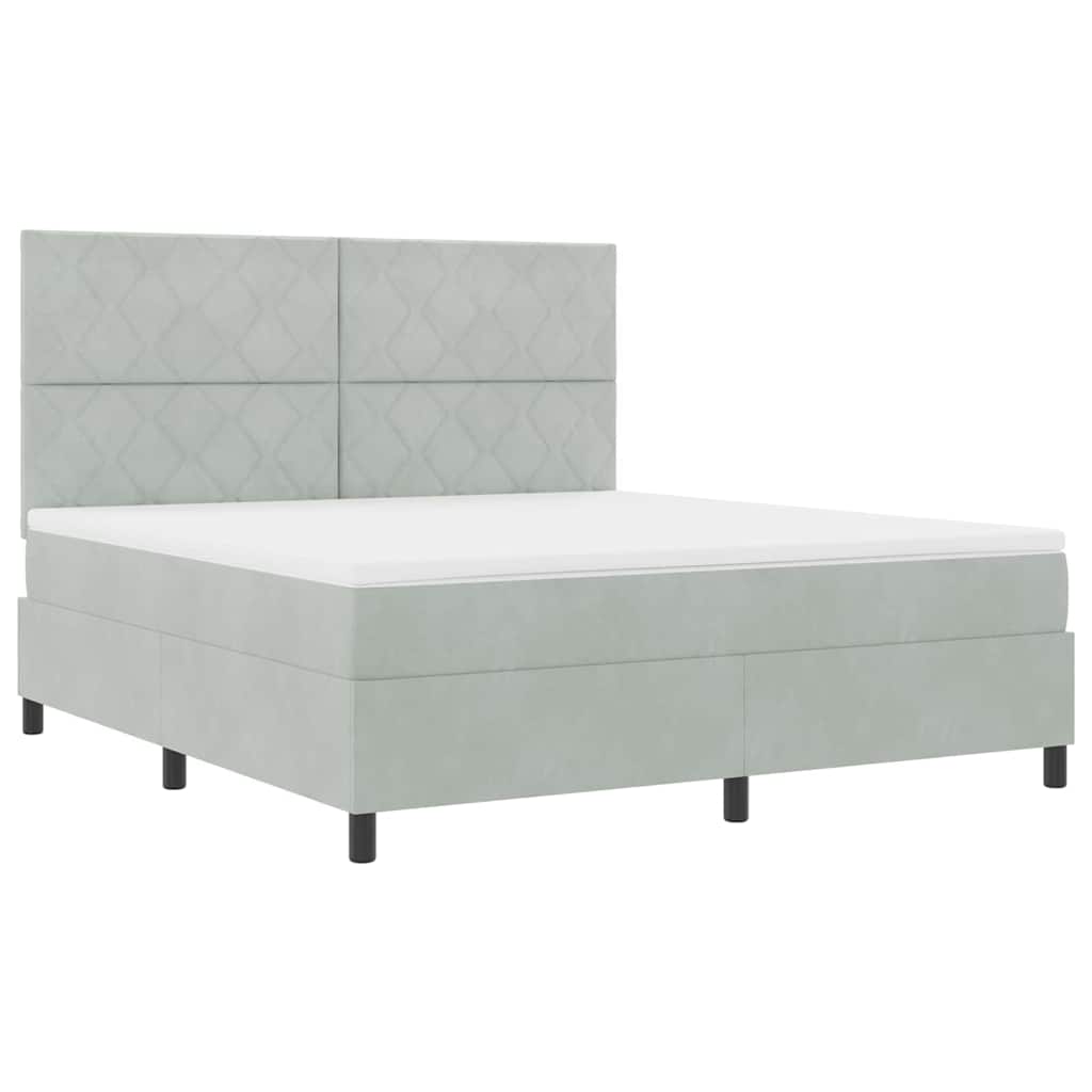 Lit à ressorts avec matelas Gris clair 180 x 200 cm Velours - XIOS