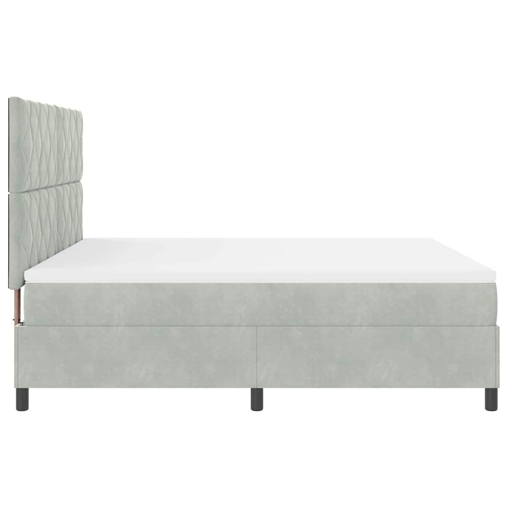 Lit à ressorts avec matelas Gris clair 180 x 200 cm Velours - XIOS