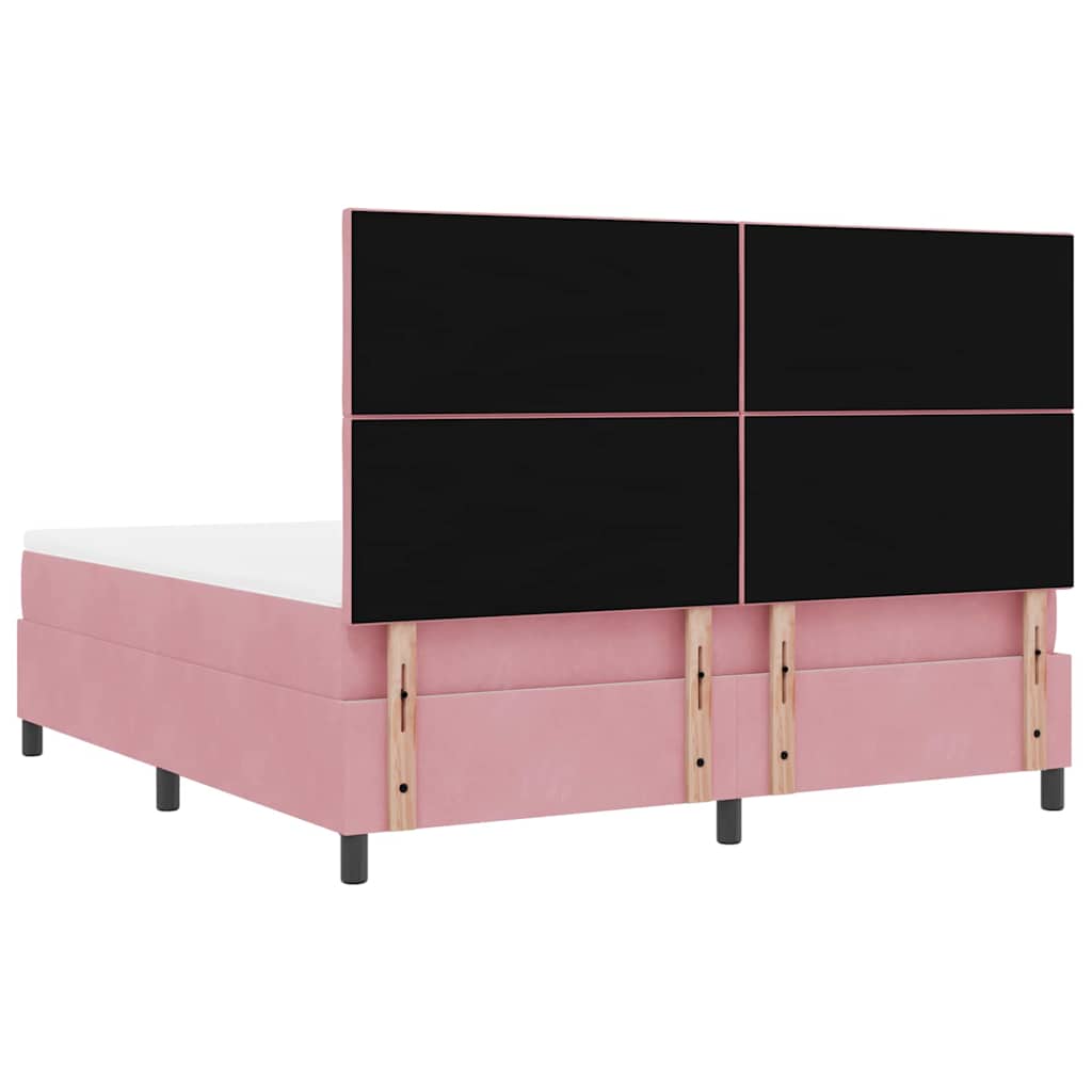 Lit à ressorts avec tête de lit Rose 180 x 200 cm Velours