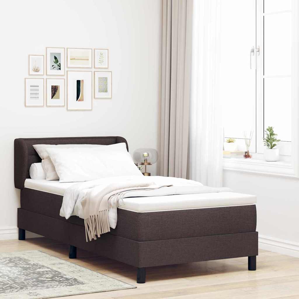 Lit à ressorts avec matelas Marron foncé 90 x 190 cm tissu - XIOS