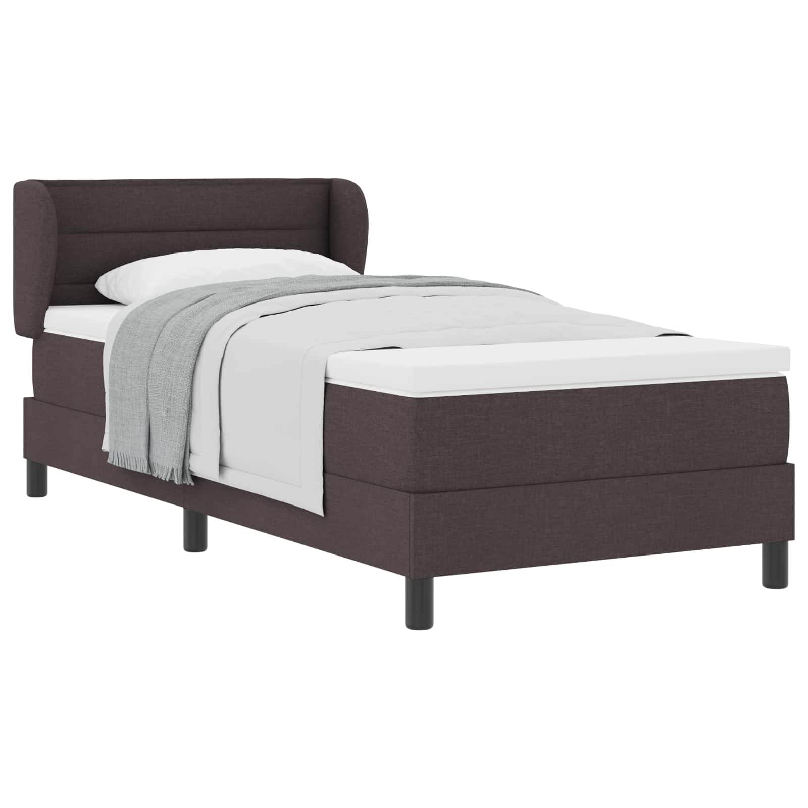 Lit à ressorts avec matelas Marron foncé 90 x 190 cm tissu - XIOS