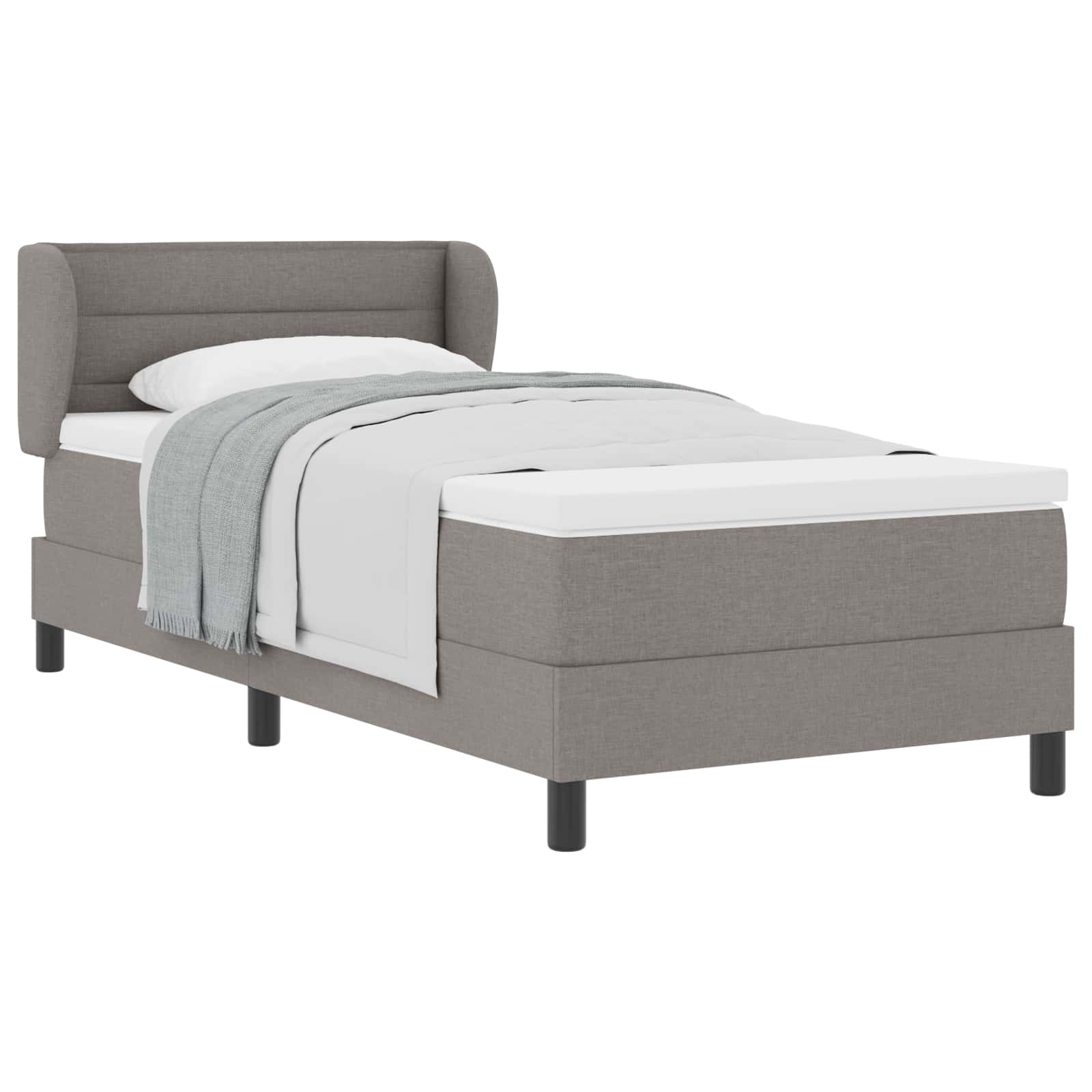 Lit à ressorts avec matelas Taupe 90 x 190 cm tissu - XIOS