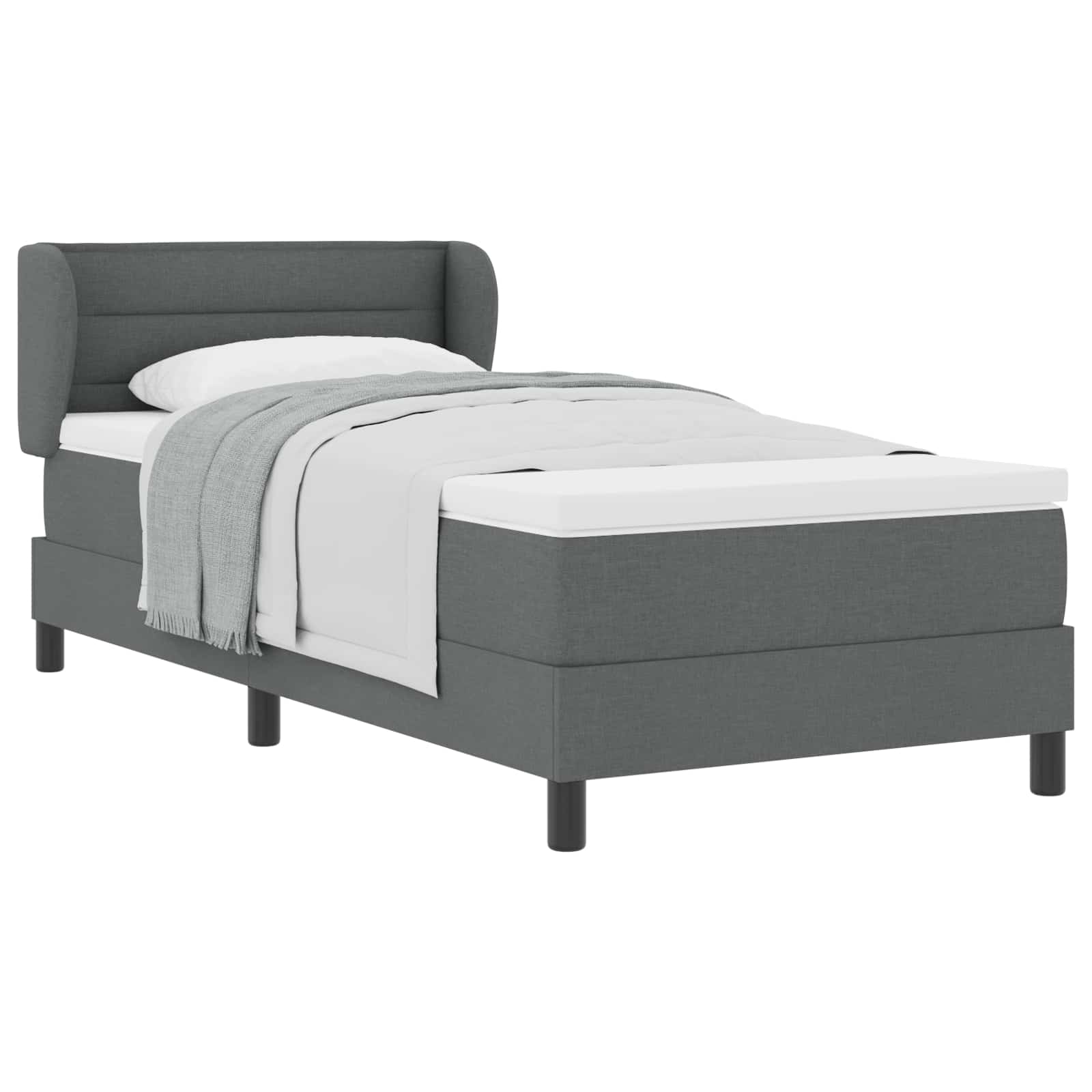 Lit à ressorts avec matelas Gris foncé 90 x 200 cm tissu - XIOS
