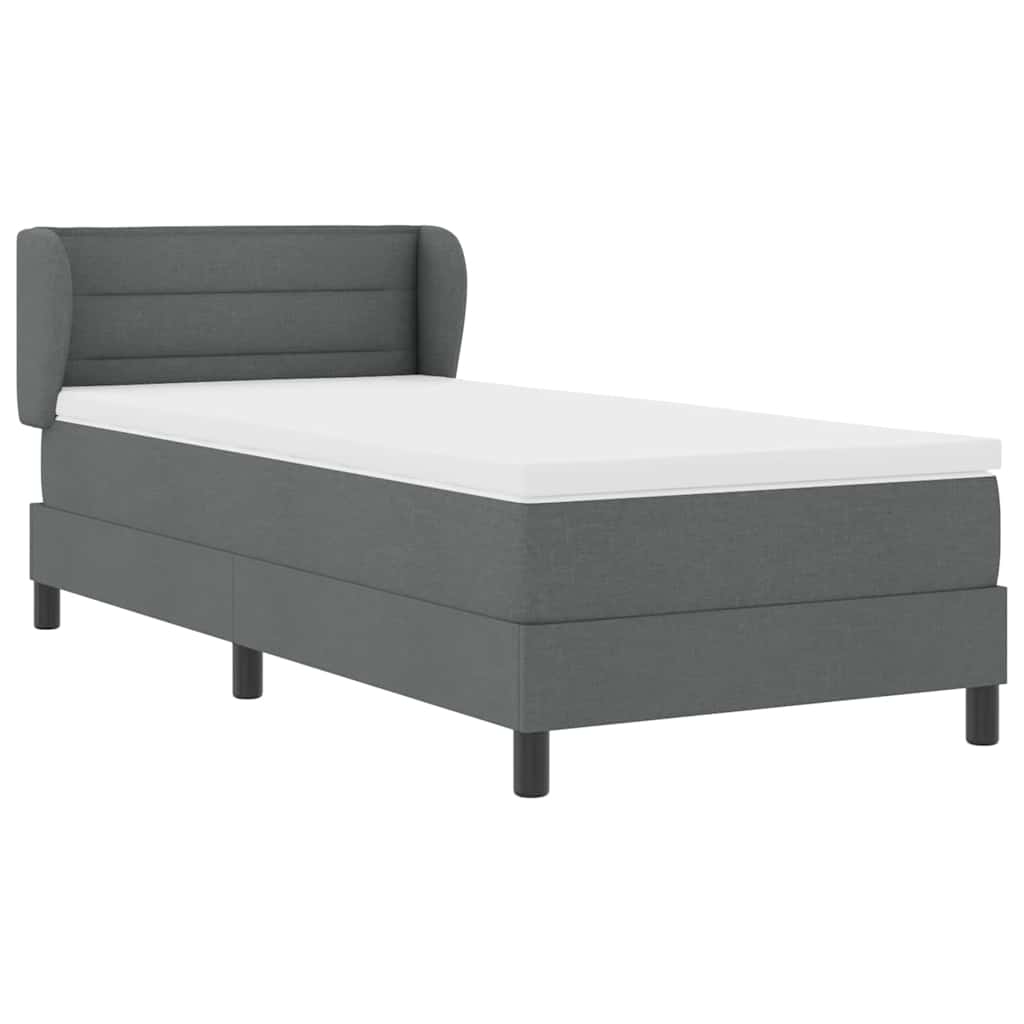 Lit à ressorts avec matelas Gris foncé 90 x 200 cm tissu - XIOS