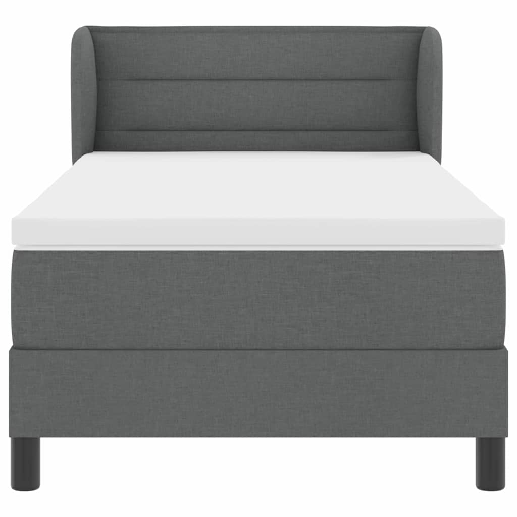 Lit à ressorts avec matelas Gris foncé 90 x 200 cm tissu - XIOS