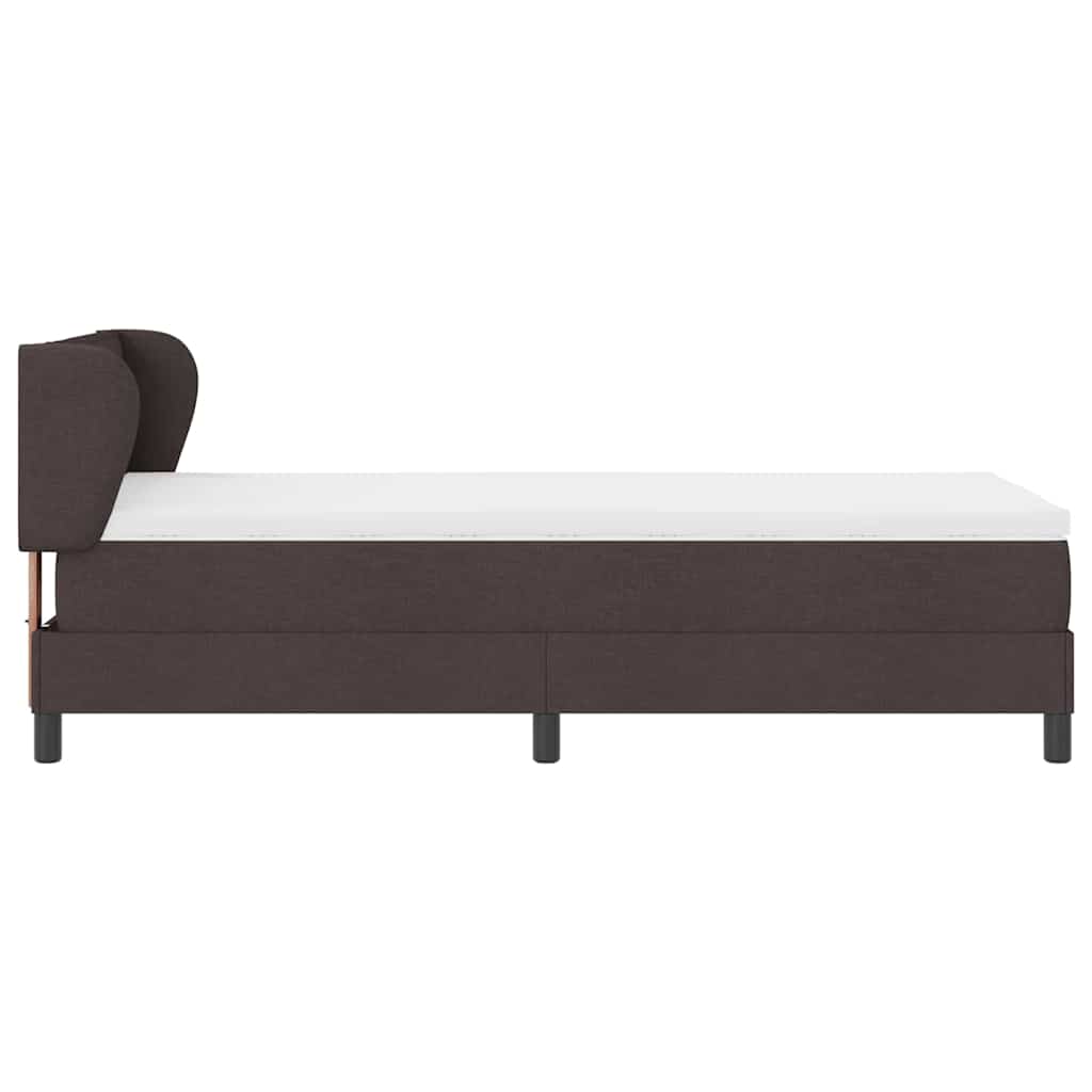 Lit à ressorts avec matelas Marron foncé 90 x 200 cm tissu - XIOS