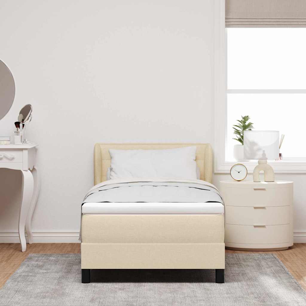 Lit à ressorts avec matelas Crème 100 x 200 cm tissu - XIOS