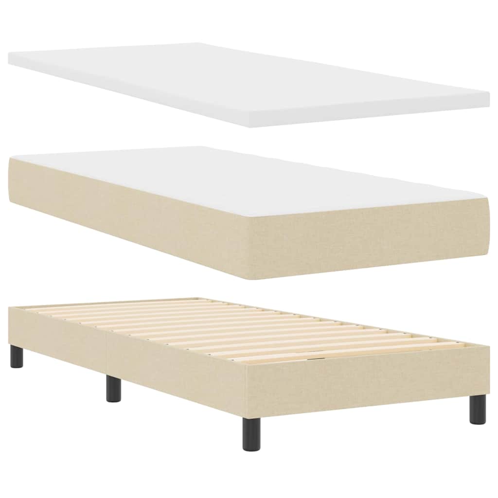 Lit à ressorts avec matelas Crème 100 x 200 cm tissu - XIOS