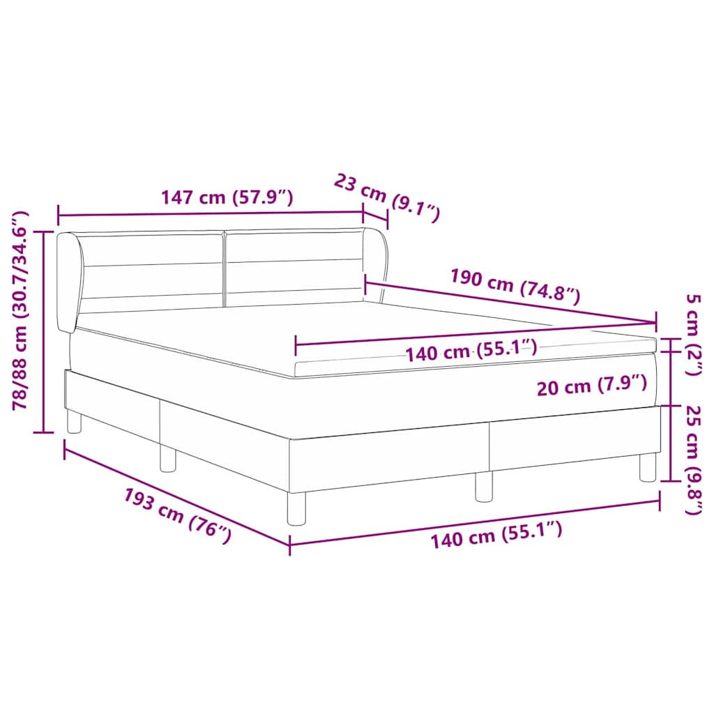 Lit à ressorts avec matelas Gris clair 140 x 190 cm tissu - XIOS