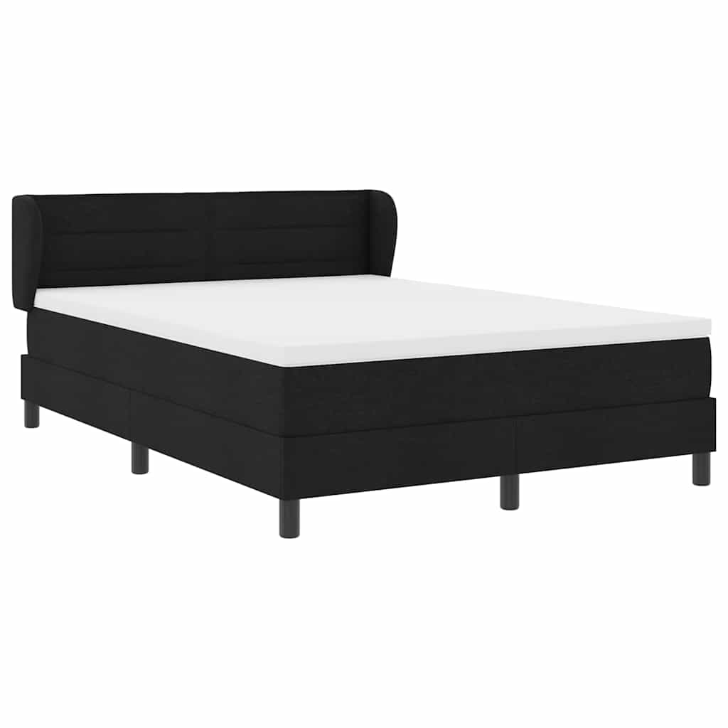 Lit à ressorts avec matelas Noir 140 x 190 cm tissu - XIOS