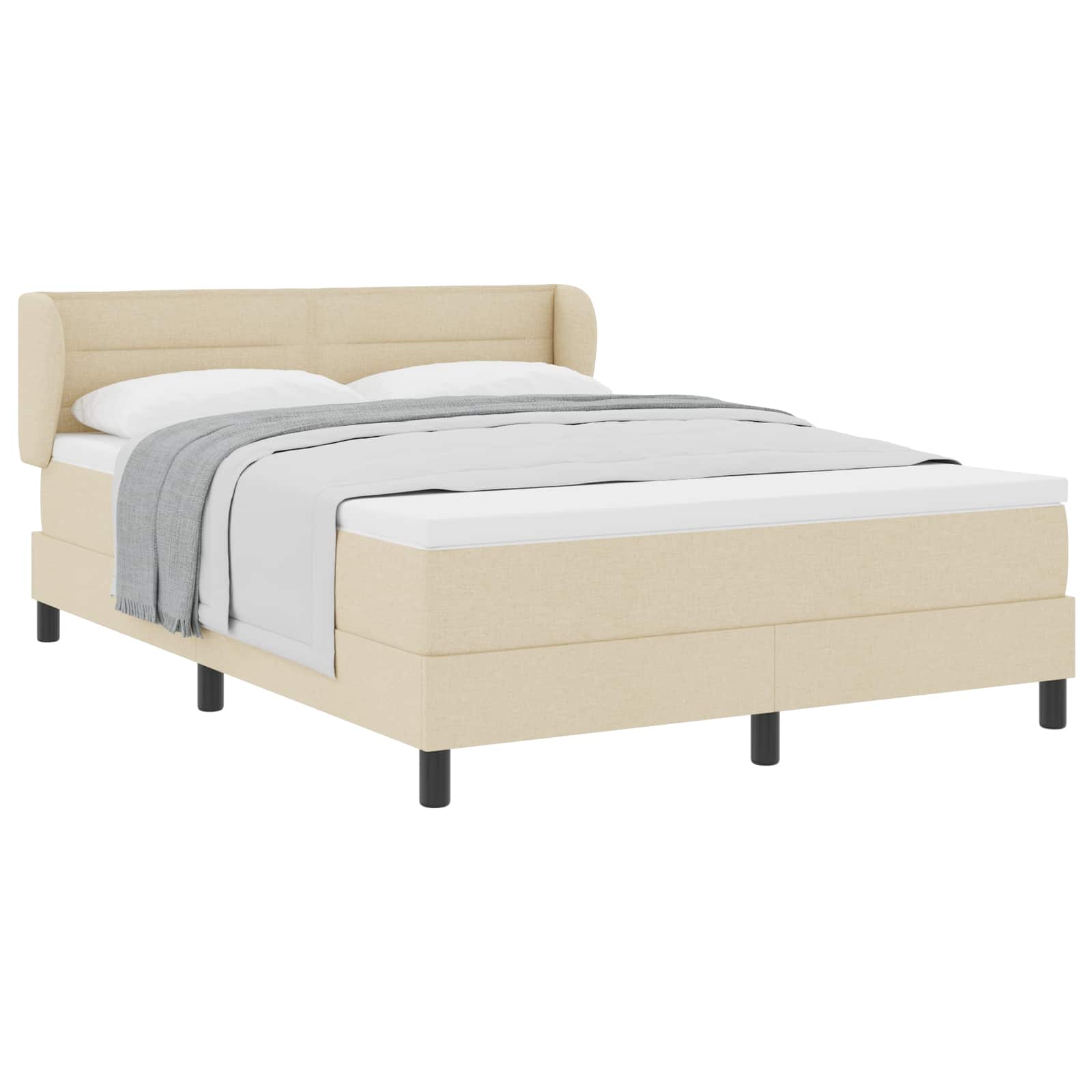 Lit à ressorts avec matelas Crème 140 x 190 cm tissu - XIOS