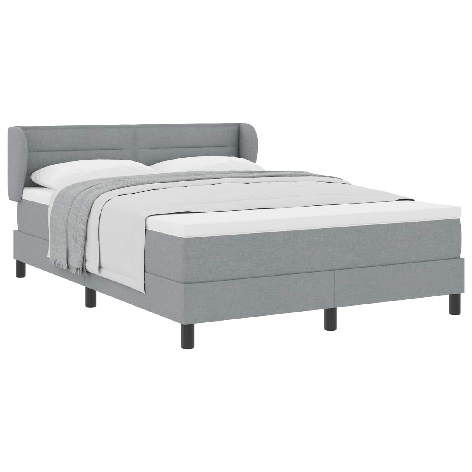 Lit à ressorts avec matelas Gris clair 140 x 200 cm tissu - XIOS
