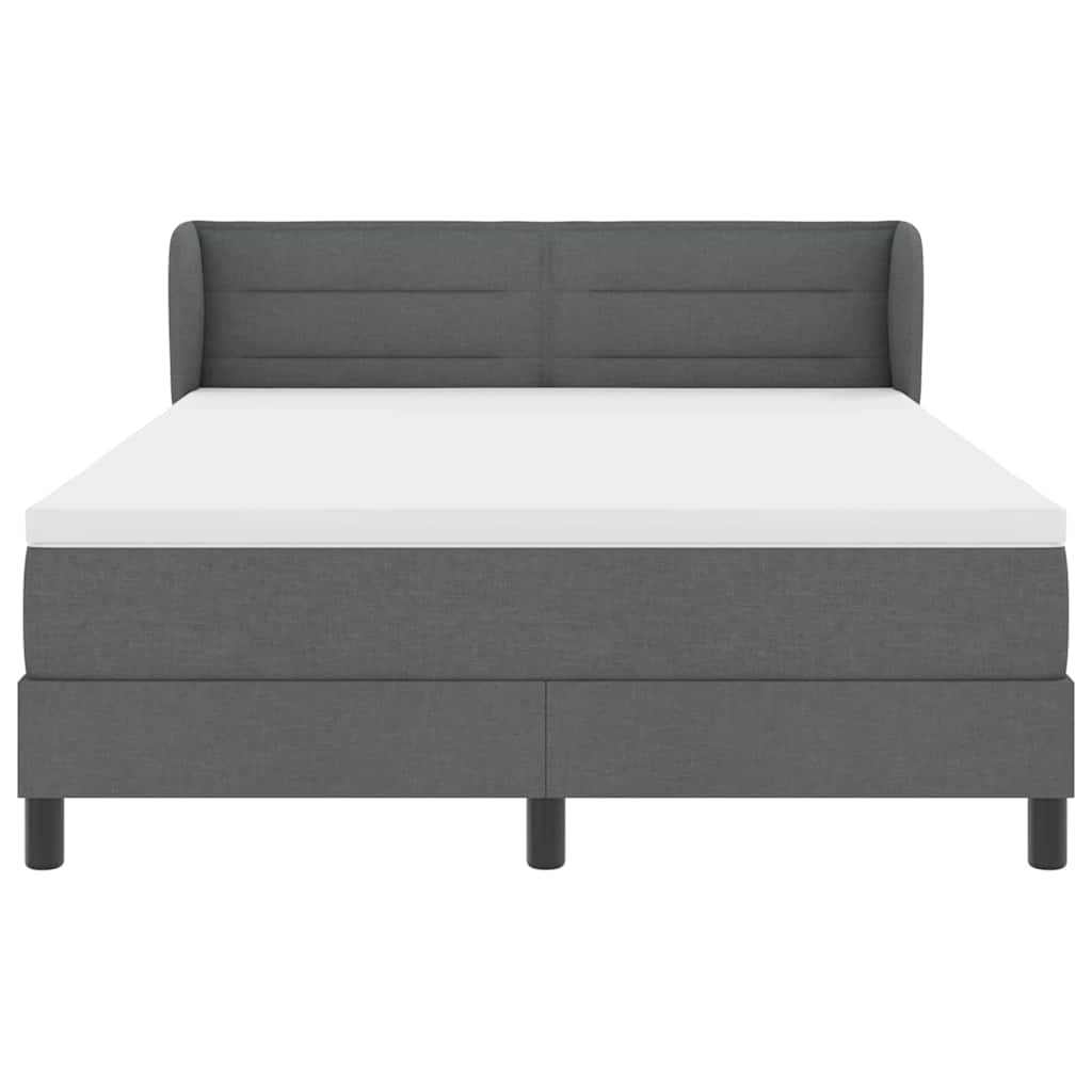 Lit à ressorts avec tête de lit Gris foncé 160 x 200 cm tissu