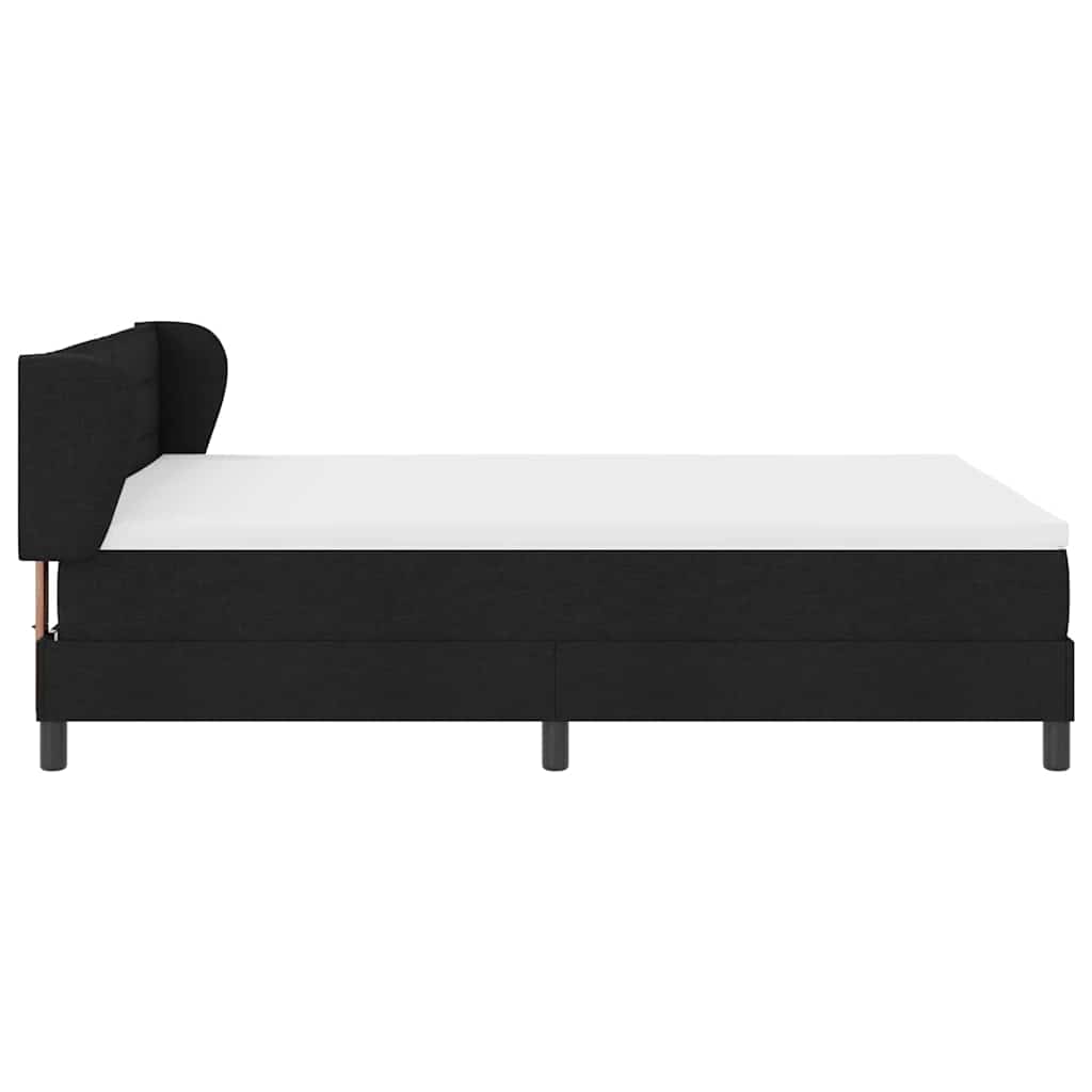 Lit à ressorts avec tête de lit Noir 160 x 200 cm tissu