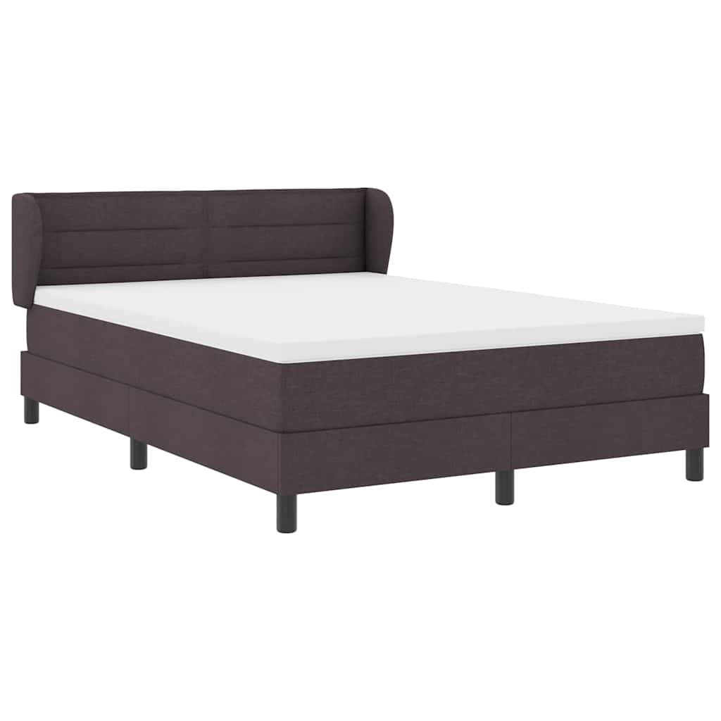 Lit à ressorts avec tête de lit Marron foncé 160 x 200 cm tissu