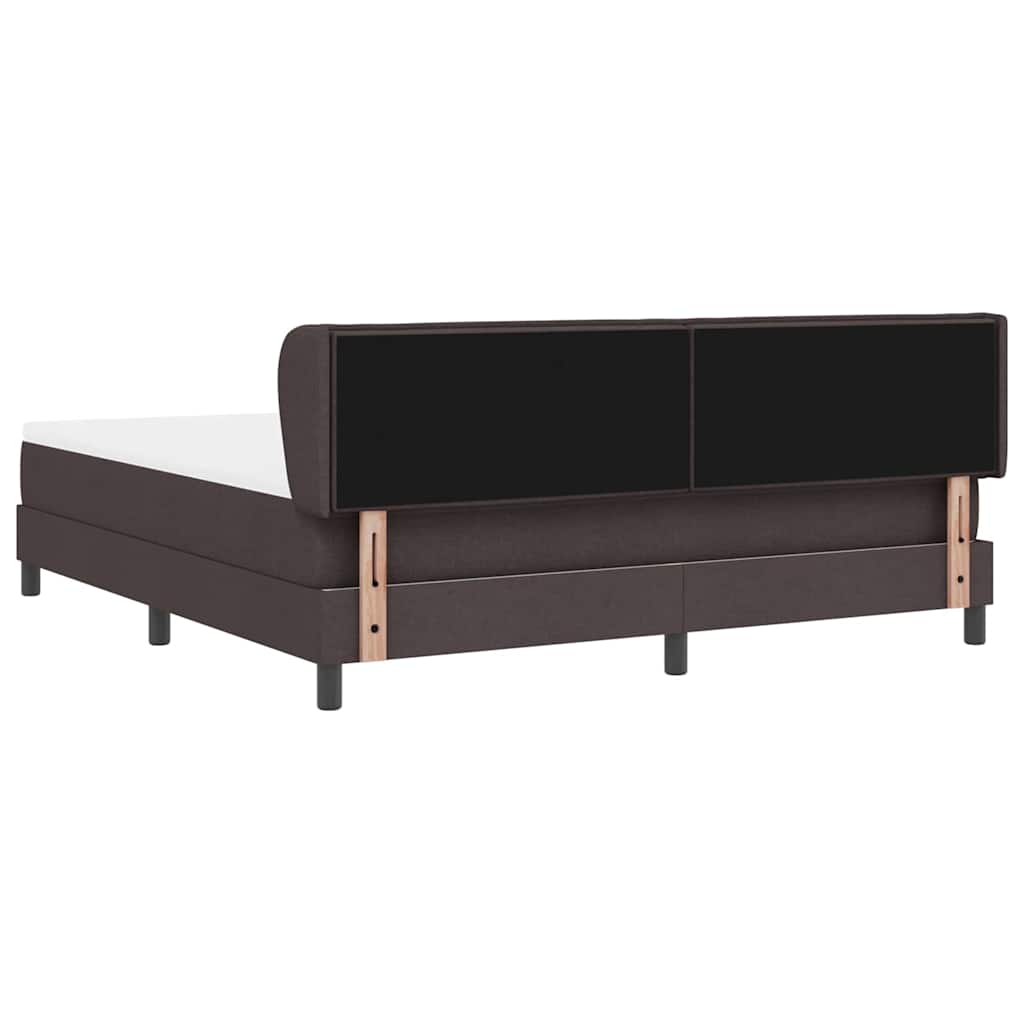 Lit à ressorts avec tête de lit Marron foncé 180 x 200 cm tissu