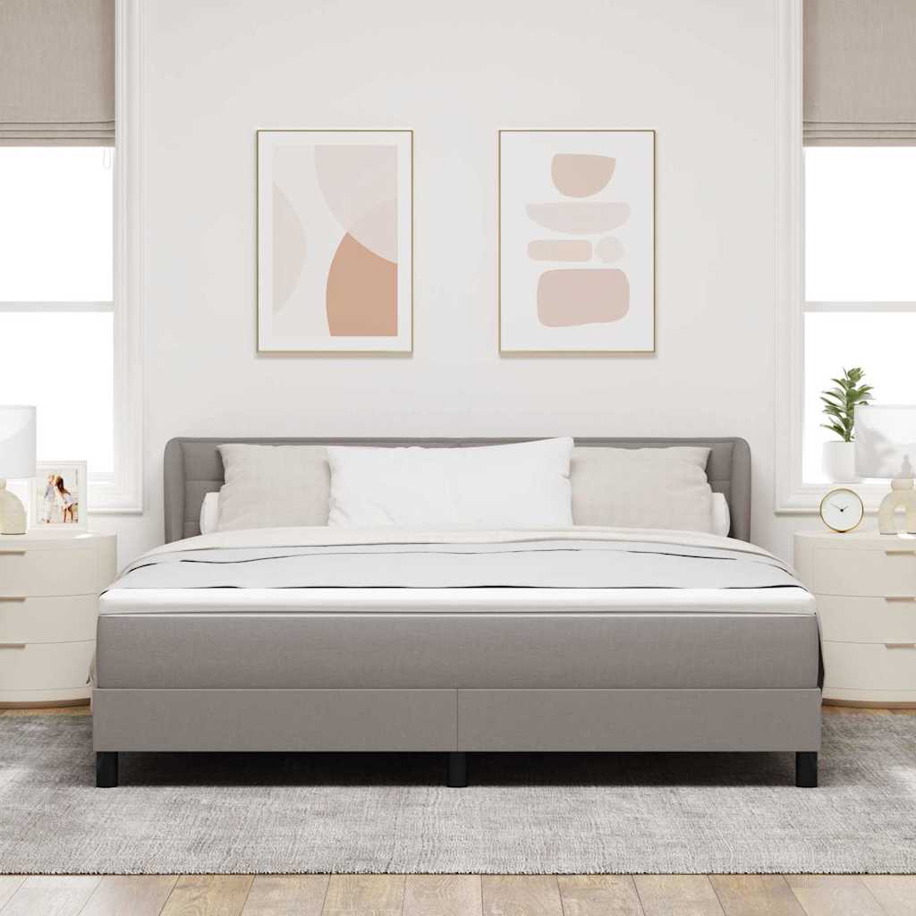 Lit à ressorts avec tête de lit Taupe 180 x 200 cm tissu