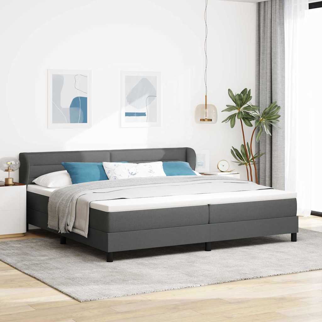 Lit à ressorts avec matelas Gris foncé 200 x 200 cm tissu - XIOS