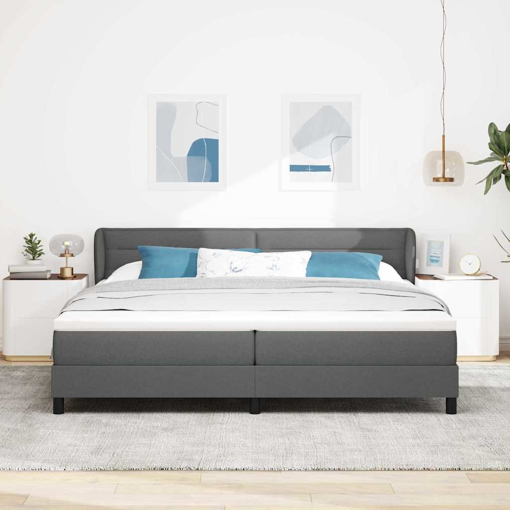 Lit à ressorts avec matelas Gris foncé 200 x 200 cm tissu - XIOS