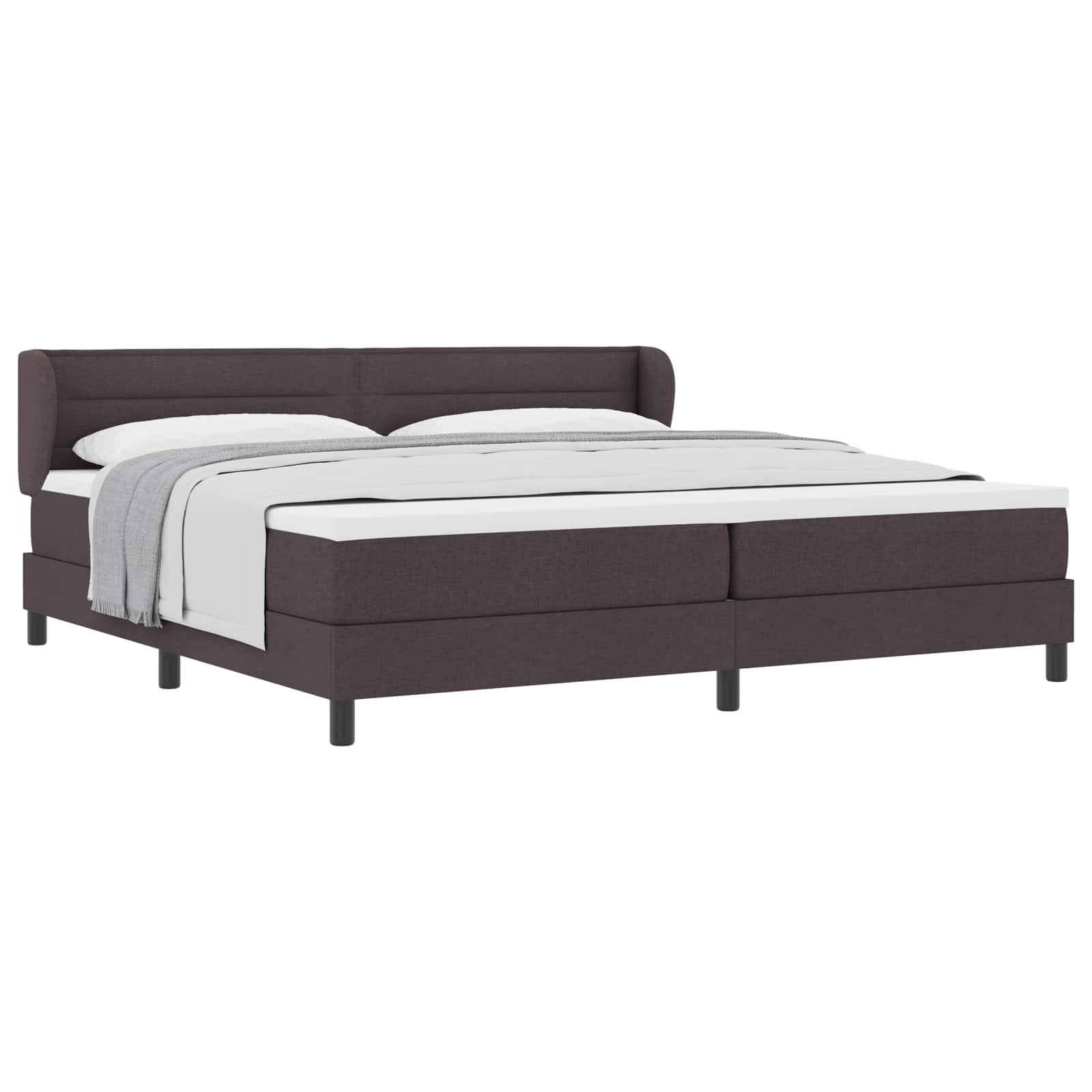 Lit à ressorts avec matelas Marron foncé 200 x 200 cm tissu