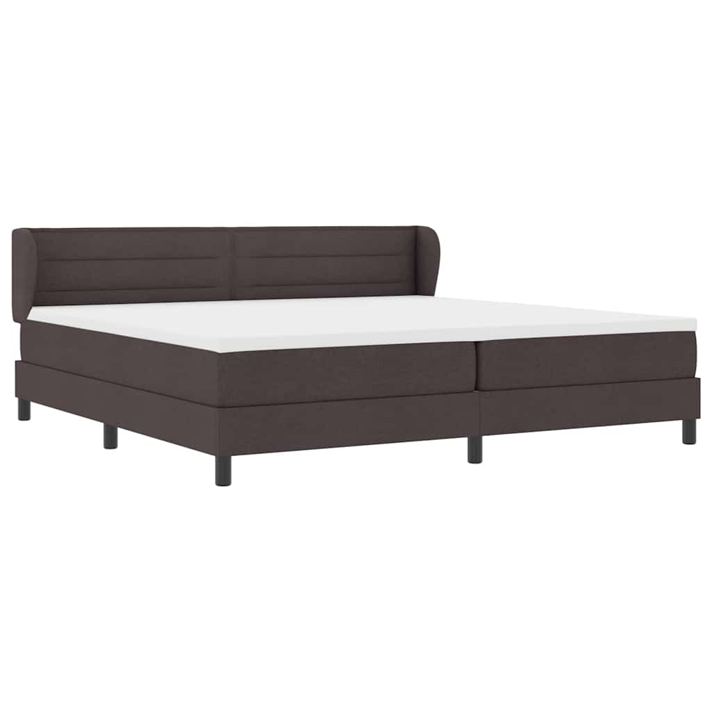 Lit à ressorts avec matelas Marron foncé 200 x 200 cm tissu