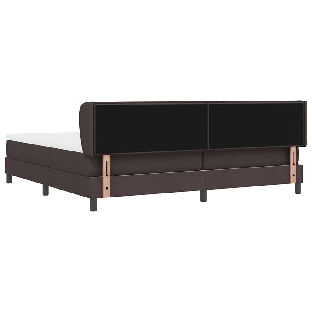 Lit à ressorts avec matelas Marron foncé 200 x 200 cm tissu