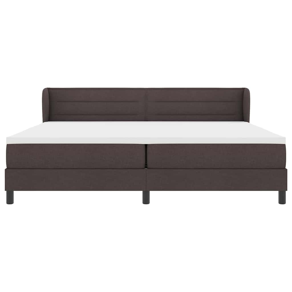 Lit à ressorts avec matelas Marron foncé 200 x 200 cm tissu