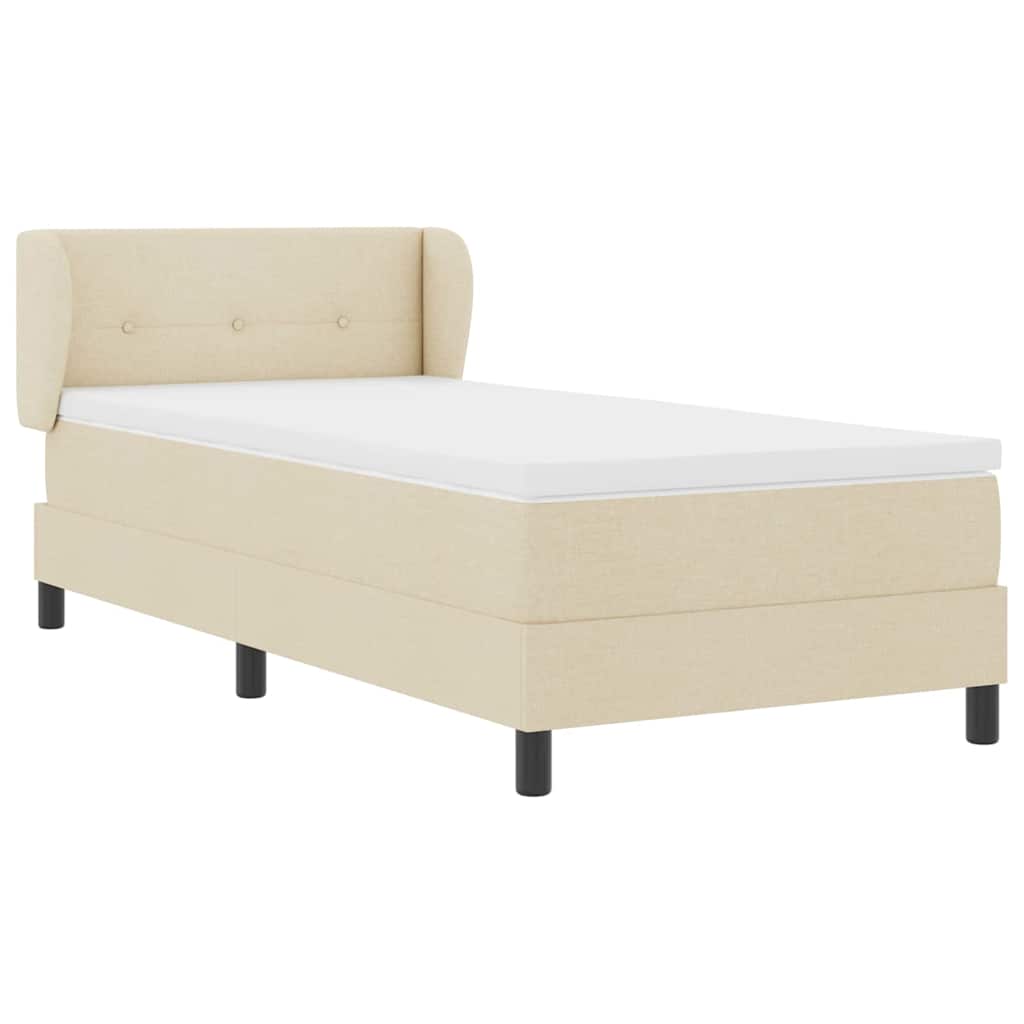 Lit à ressorts avec tête de lit Crème 80 x 200 cm tissu