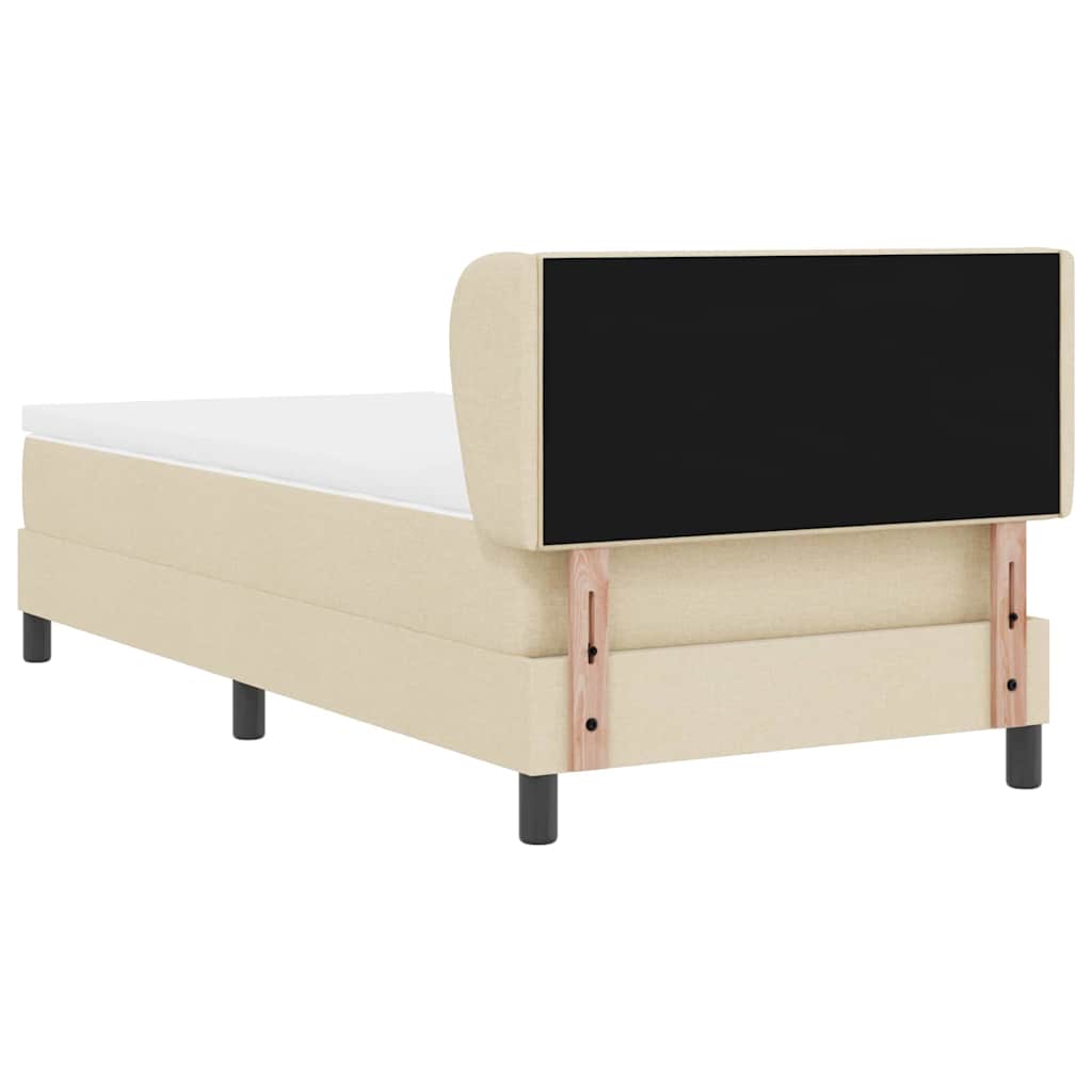 Lit à ressorts avec tête de lit Crème 80 x 200 cm tissu