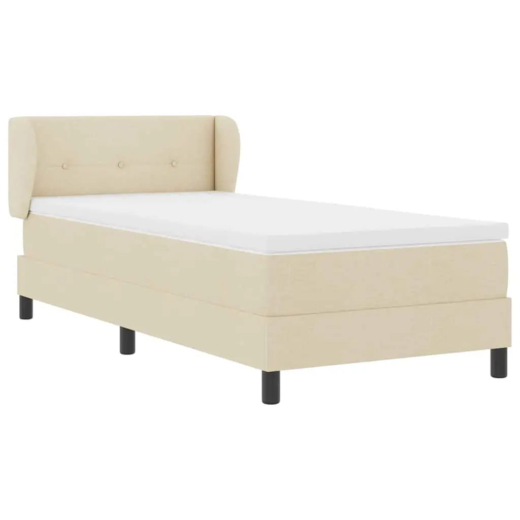 Lit à ressorts avec tête de lit Crème 90 x 190 cm tissu - XIOS