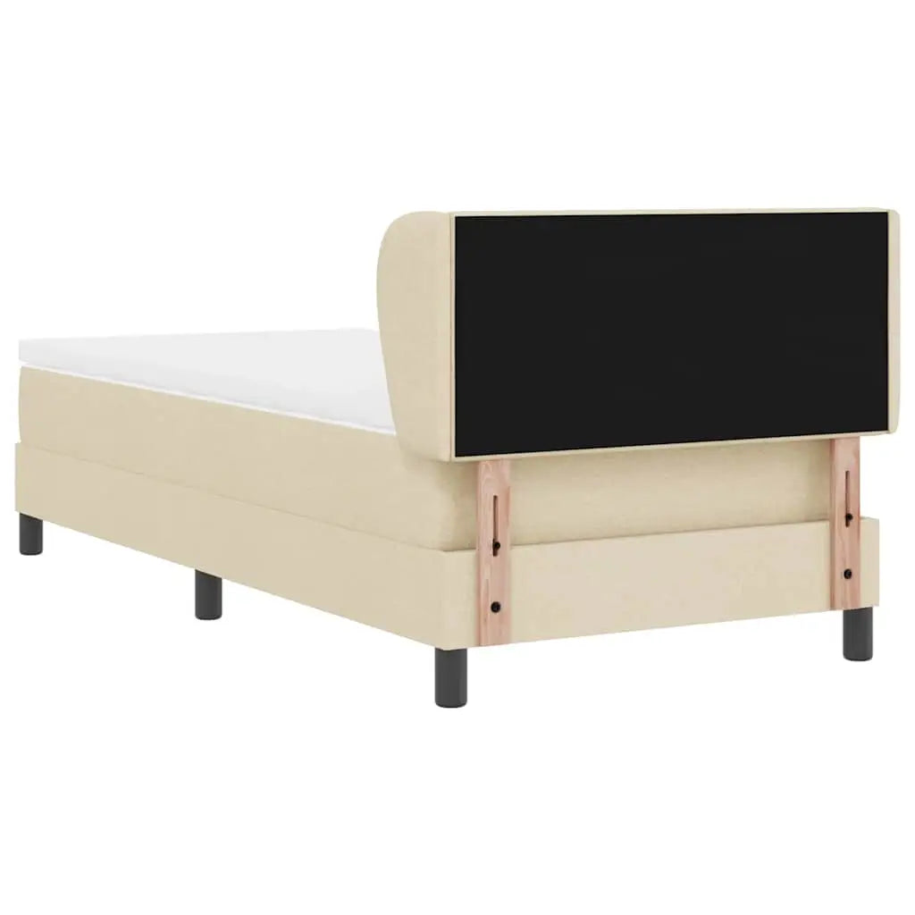 Lit à ressorts avec tête de lit Crème 90 x 190 cm tissu - XIOS
