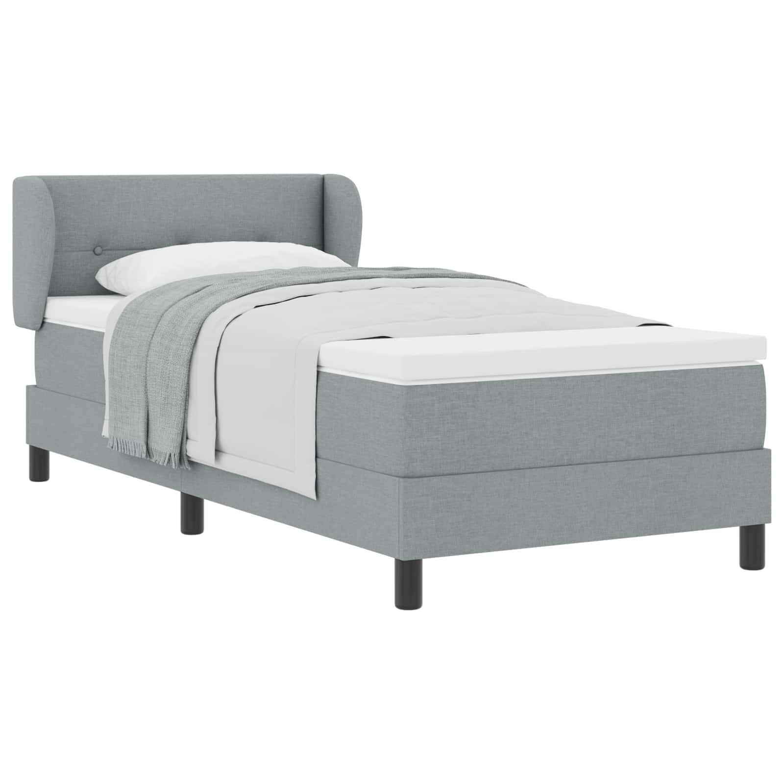 Lit à ressorts avec matelas Gris clair 90 x 200 cm tissu - XIOS