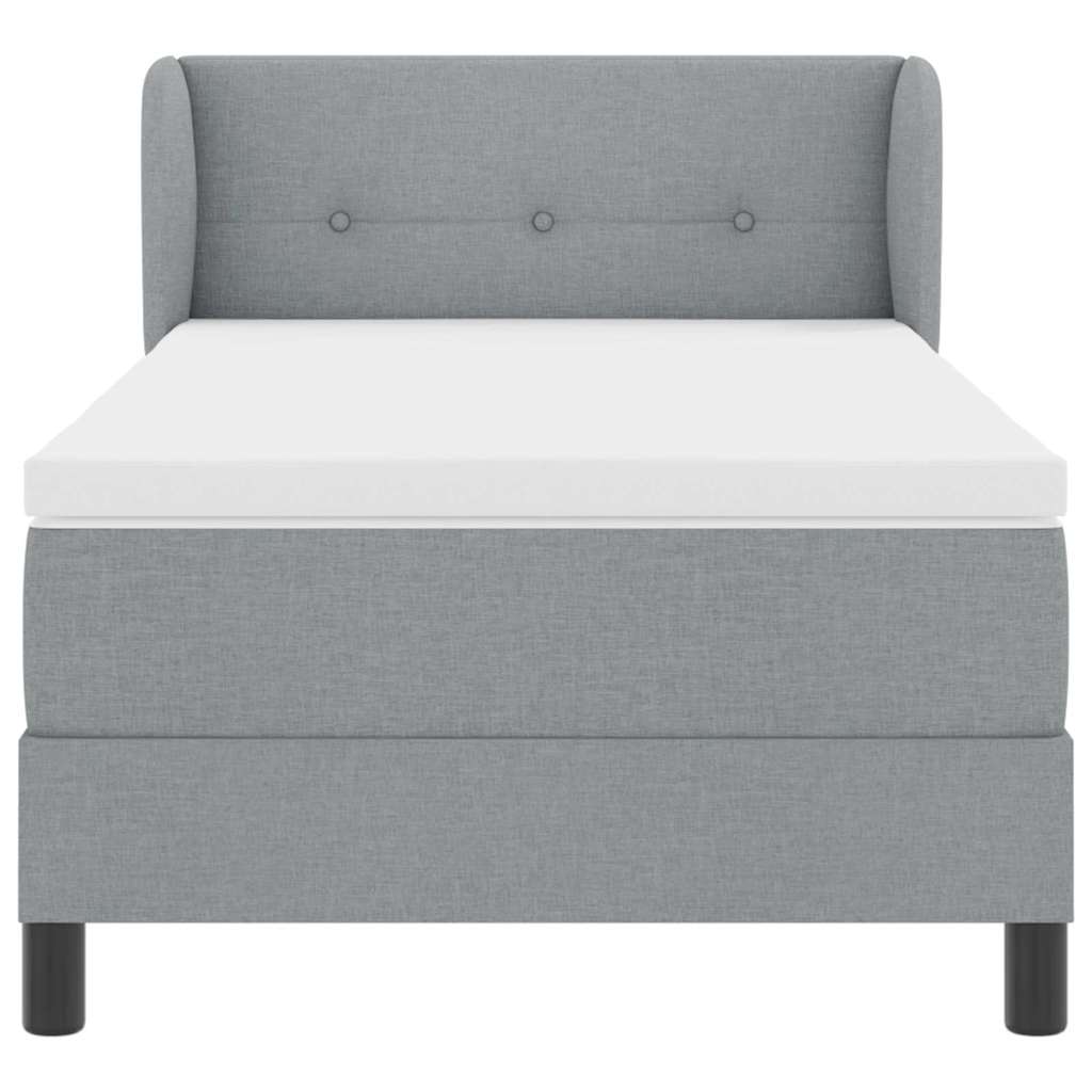 Lit à ressorts avec matelas Gris clair 90 x 200 cm tissu - XIOS